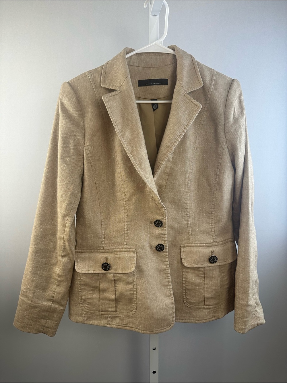 Linen Blend Blazer Tan Tailored Jacket - Fall Looks